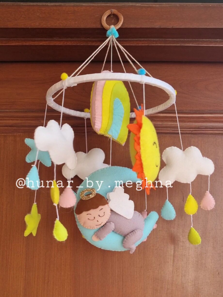 little angel baby mobile with rainbow