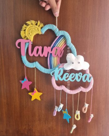 Dreamy Sky name hanging (with 2 names) - 8" and 6" wide cloud