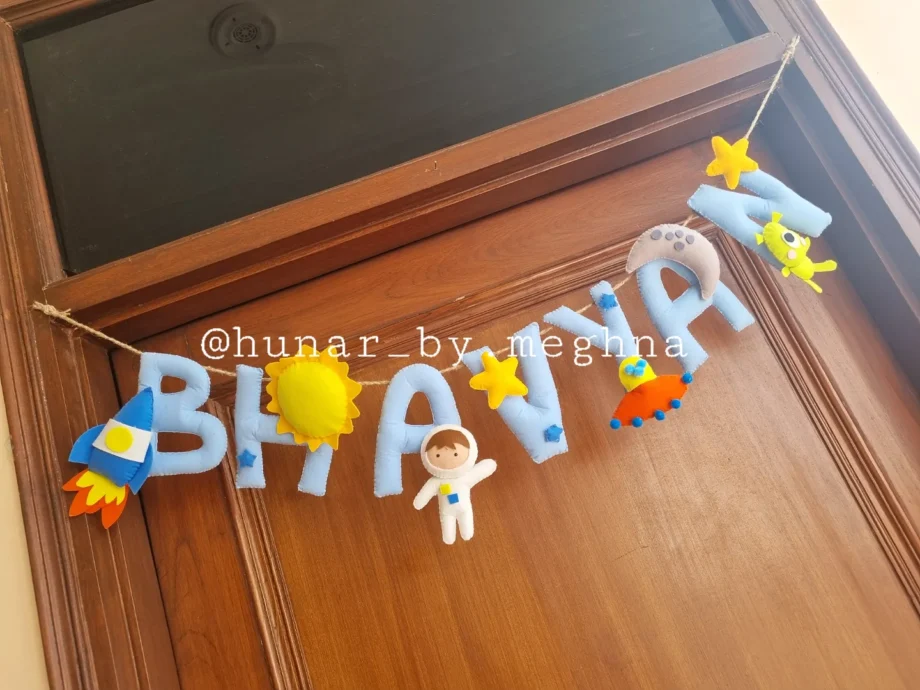 space theme kids name hanging