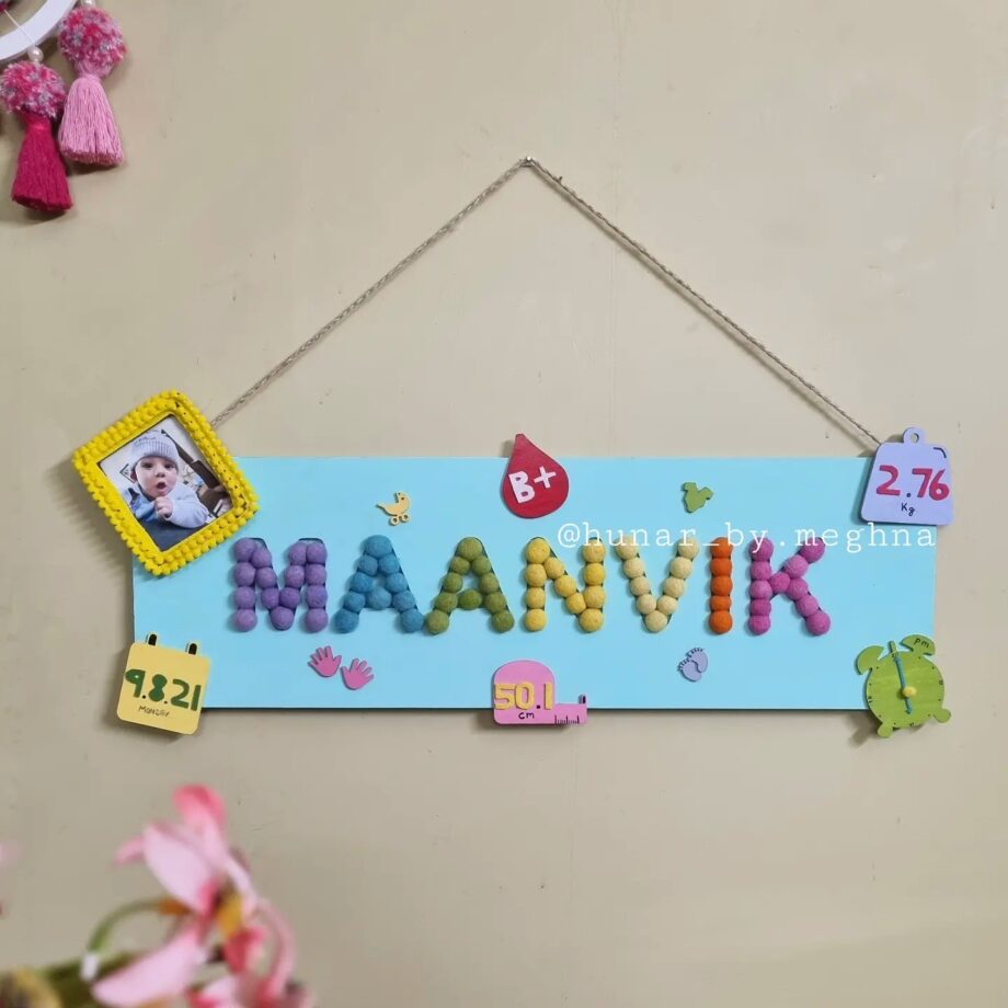 nursery decor with baby birth stats