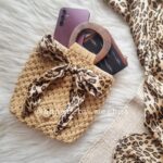 macrame handbag leopard print