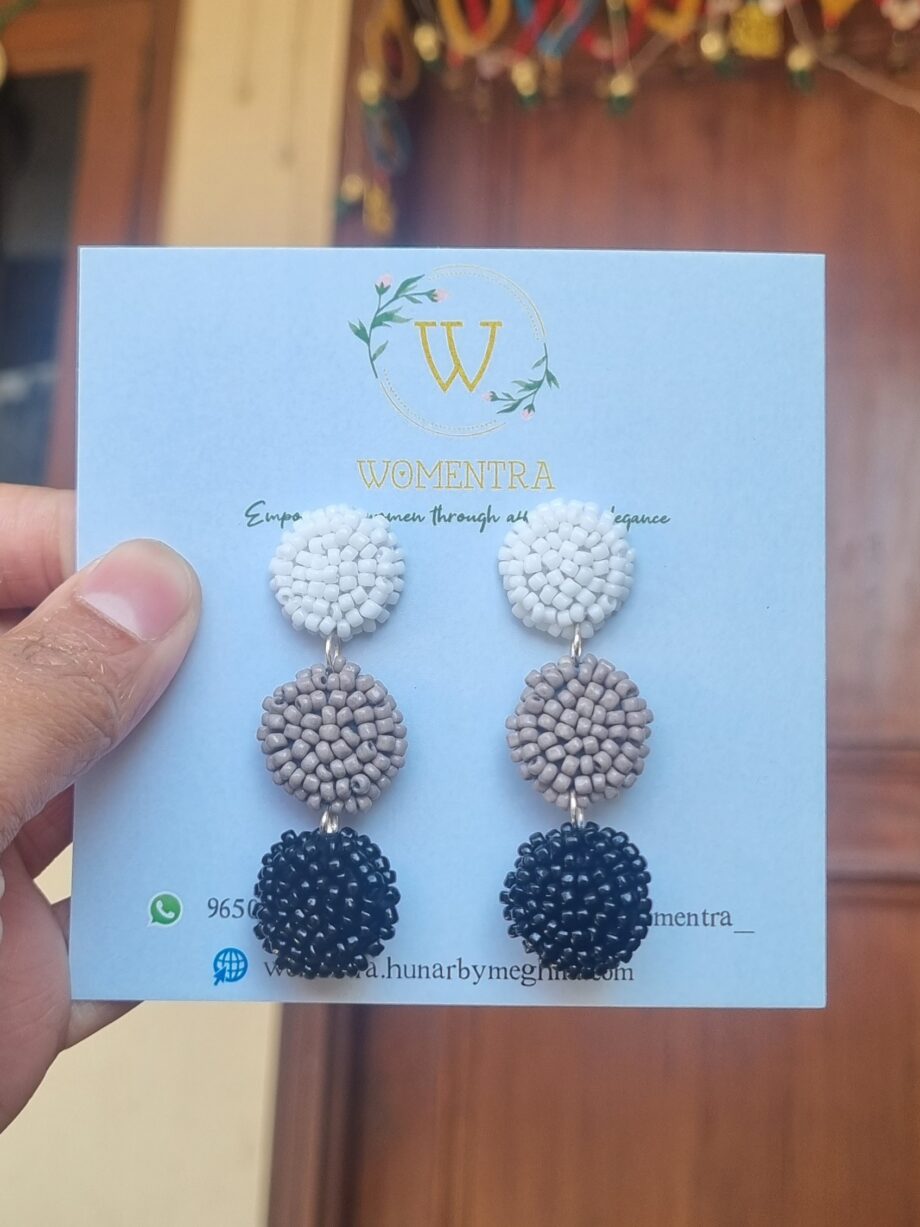beaded black monochrome earrings