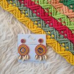 shell earrings with hand beading and mirror work