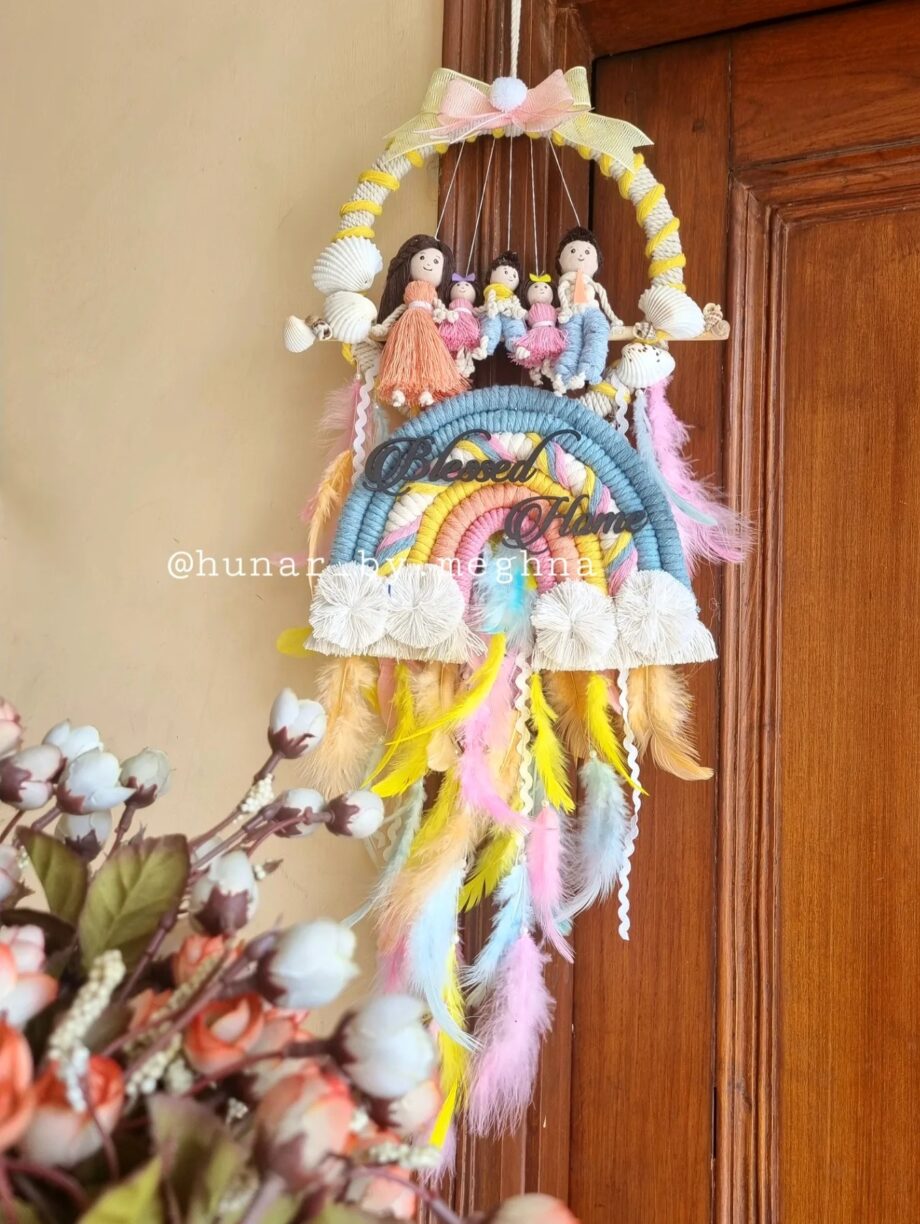 Blessed home rainbow dreamcatcher for family home decor