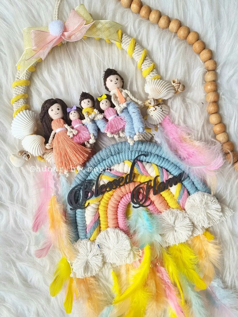 macrame rainbow family dreamcatcher