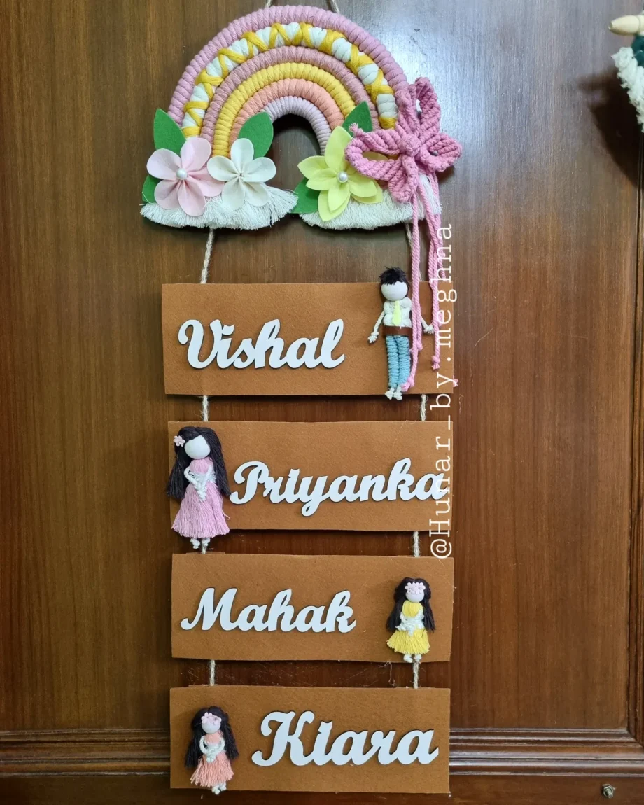 pink rainbow name plate for family