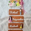4 names name plate macrame rainbow floral and dolls
