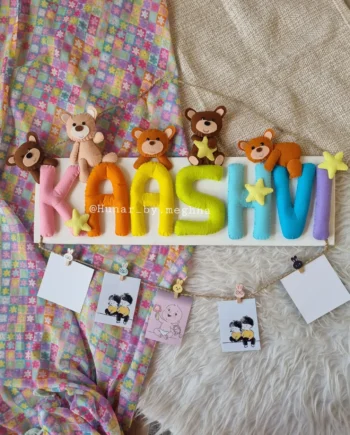 kids name plates in teddy theme