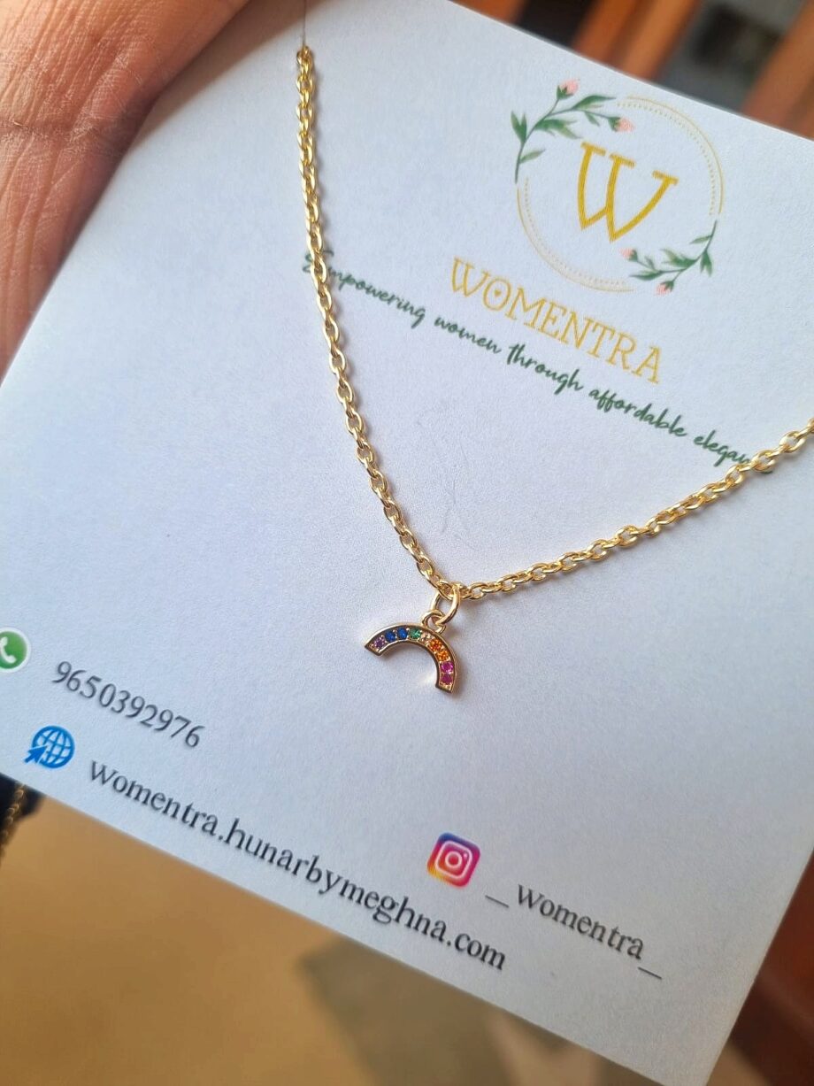 Anti-tarnish mini rainbow pendant