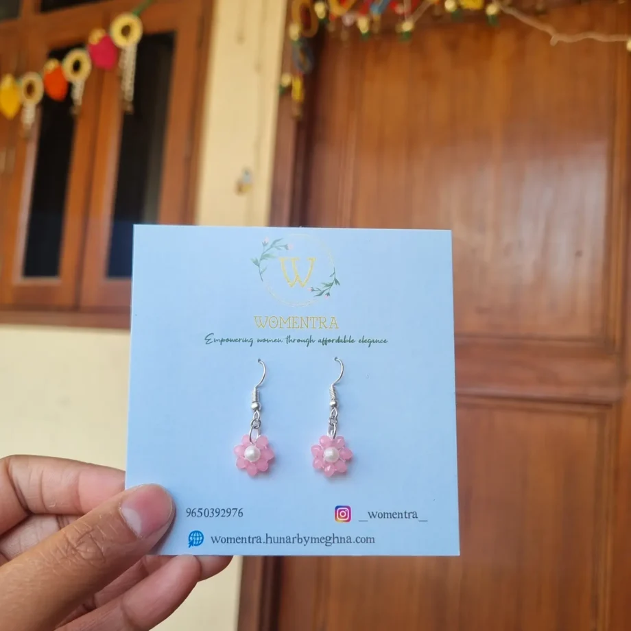 pink flower earrings
