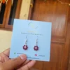 maroon wine flower beaded earrings