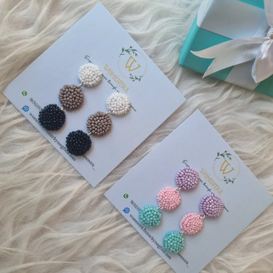 beaded handcrafted hand embroidered earrings