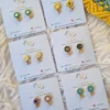 mini beaded studs mirror earrings