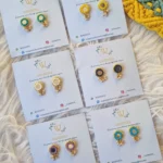 mini beaded studs mirror earrings