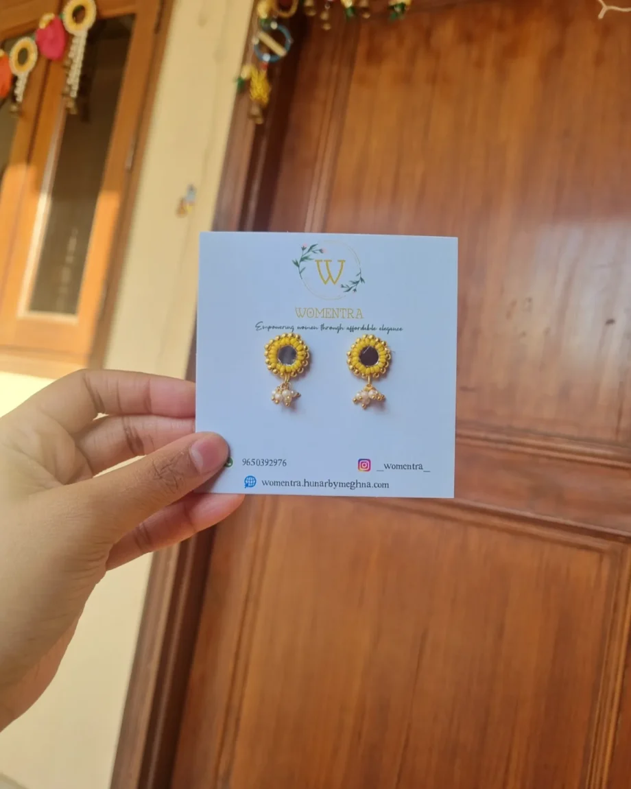 yellow earrings studs haldi favors for bridesmaid