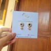 pearl white beaded mirror studs earrings