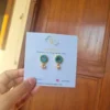 sky blue beaded mirror work earring studs