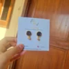 beaded black mirror work handmade earrings