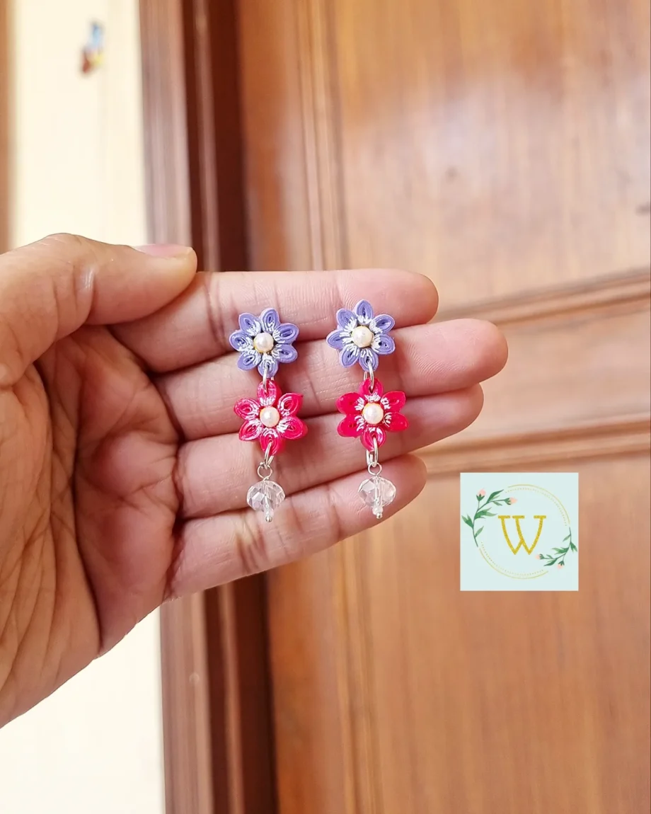 quilled handmade quilling flower earring