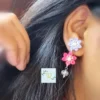 pink flower earrings accessories handmade