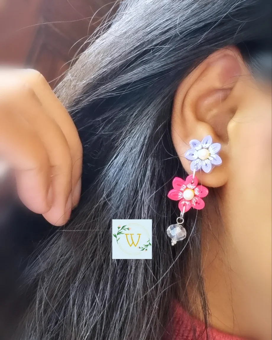 pink flower earrings accessories handmade