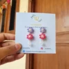 pink and purple flower earrings handmade quilling