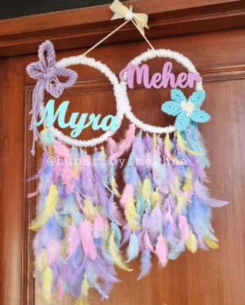 personalized name hanging dreamcatcher, macrame name hanging