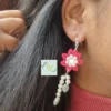 mirror floral earrings for haldi function and mehendi function earrings