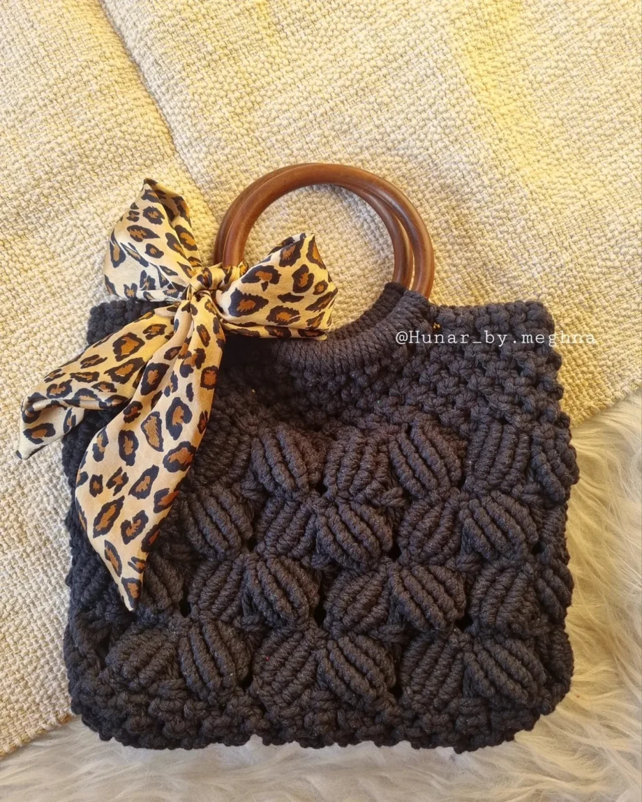 macrame shell pattern beachy outings bag