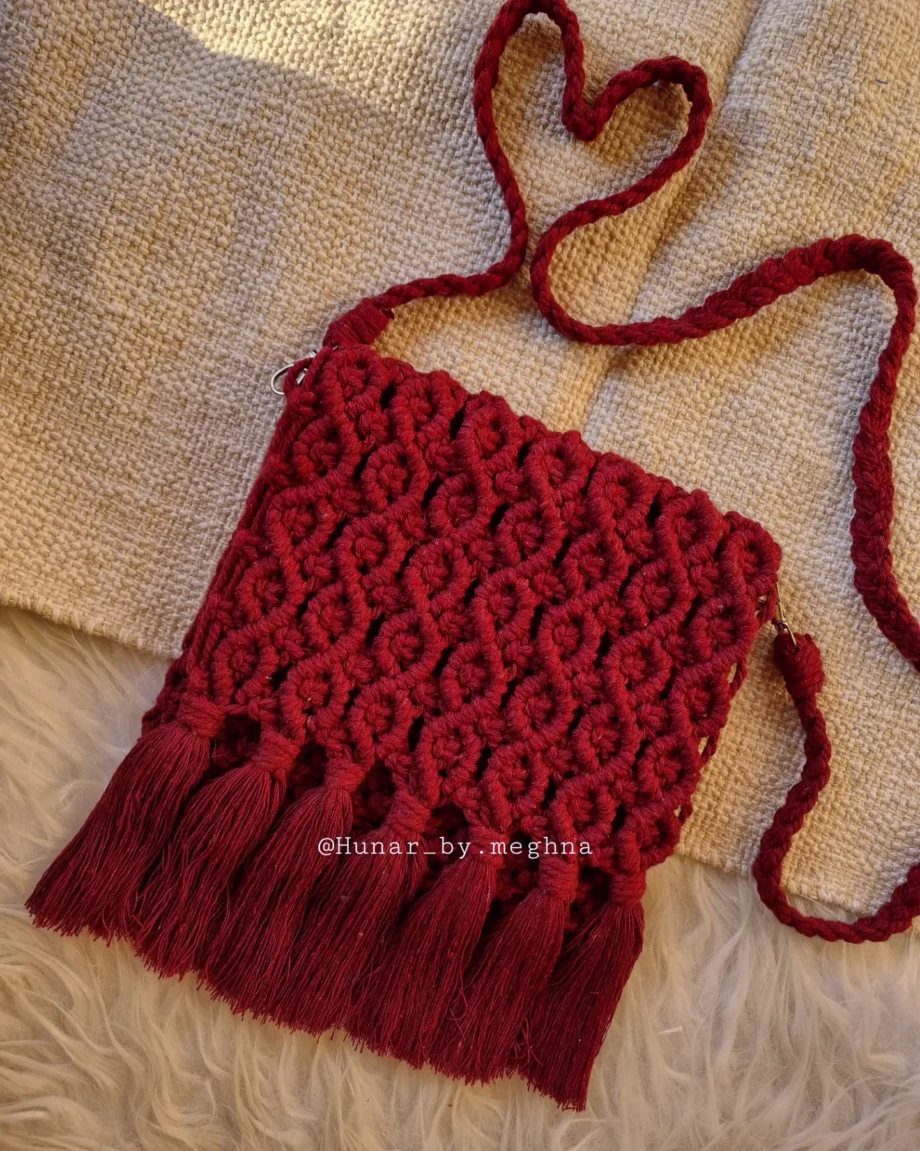 vegan macrame handmade sling bag boho look