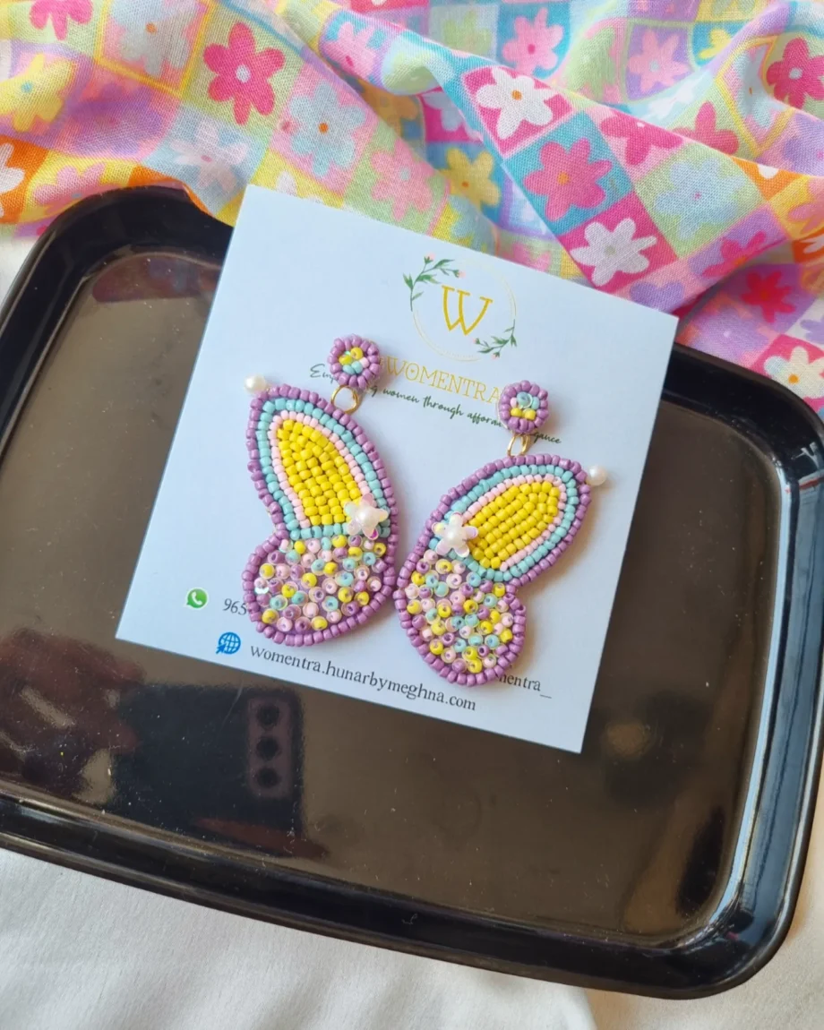 beaded butterfly handmade earrings
