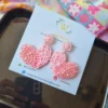 quirky pink heart beaded earrings