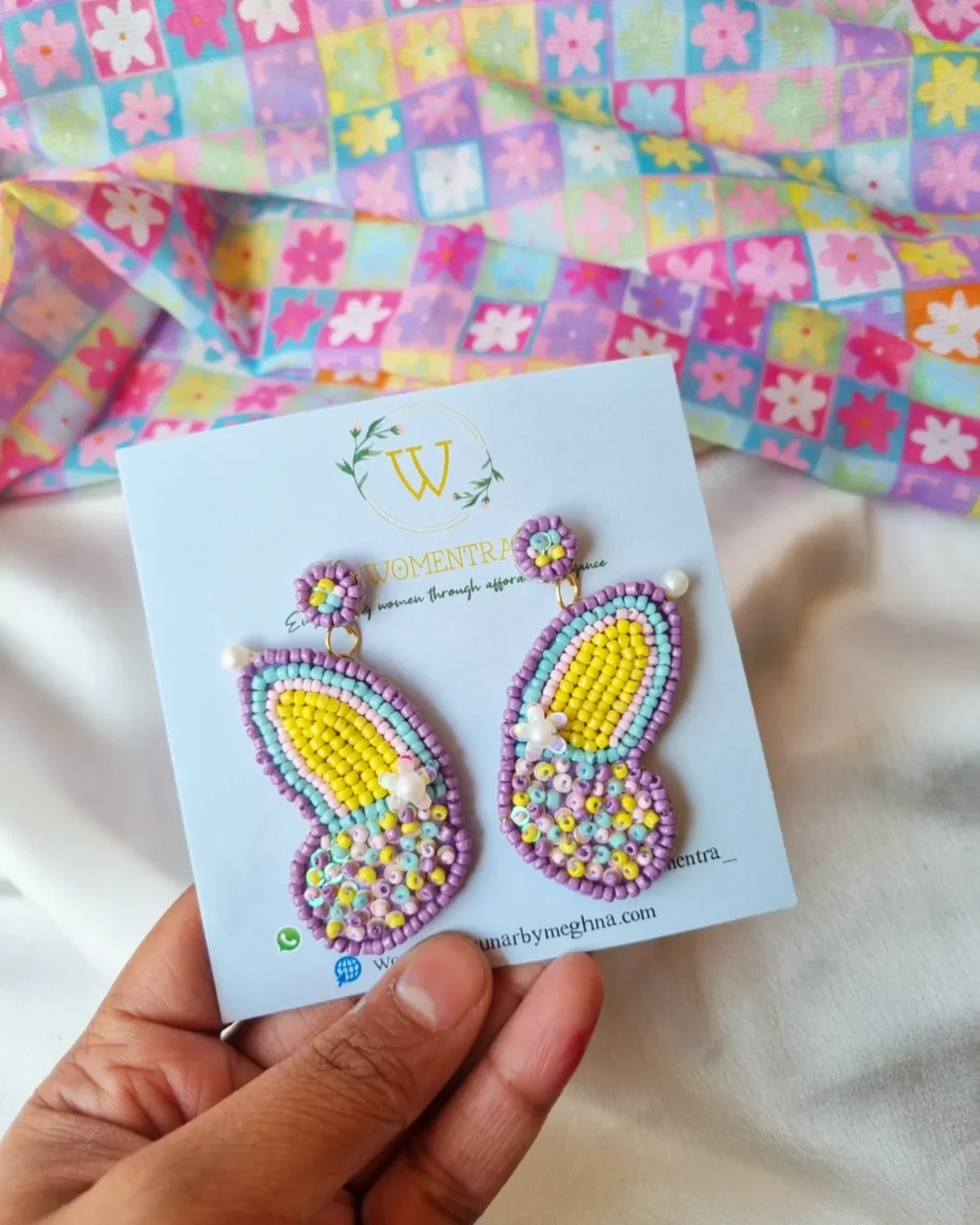 cute beaded butterfly handmade earrings