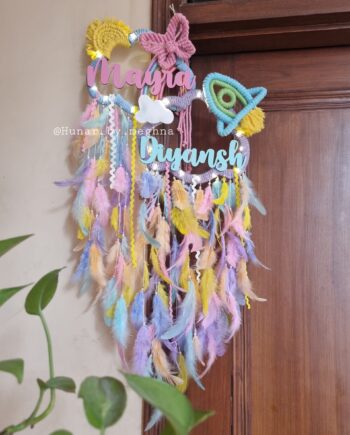 rainbow name hanging for kids made with macrame