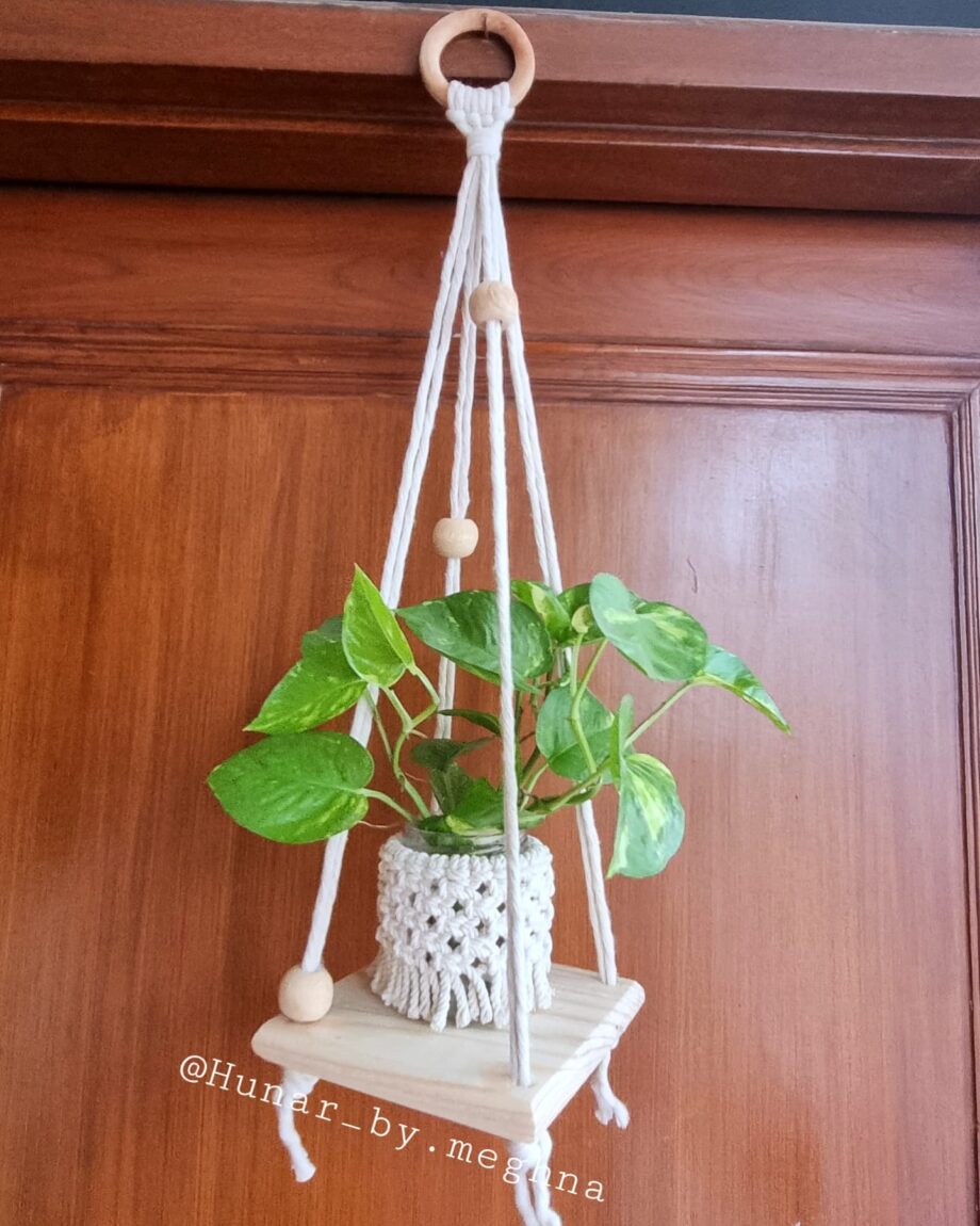 minimalistic aesthetic macrame shelf organizer bohemian