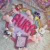 kids name hanging with birth details in wonderland rainbow theme