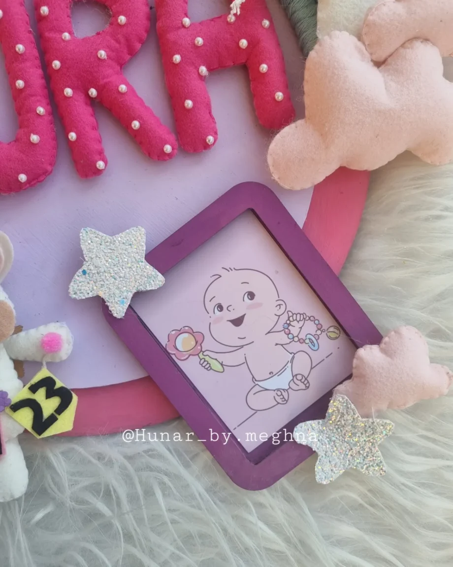 kids name hanging with photo frame, baby photoframe