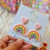 beaded rainbow heart earrings