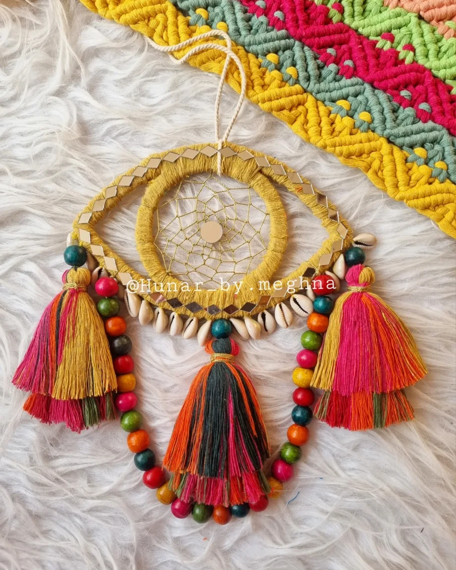 bohemian quirky evil eye dreamcatcher