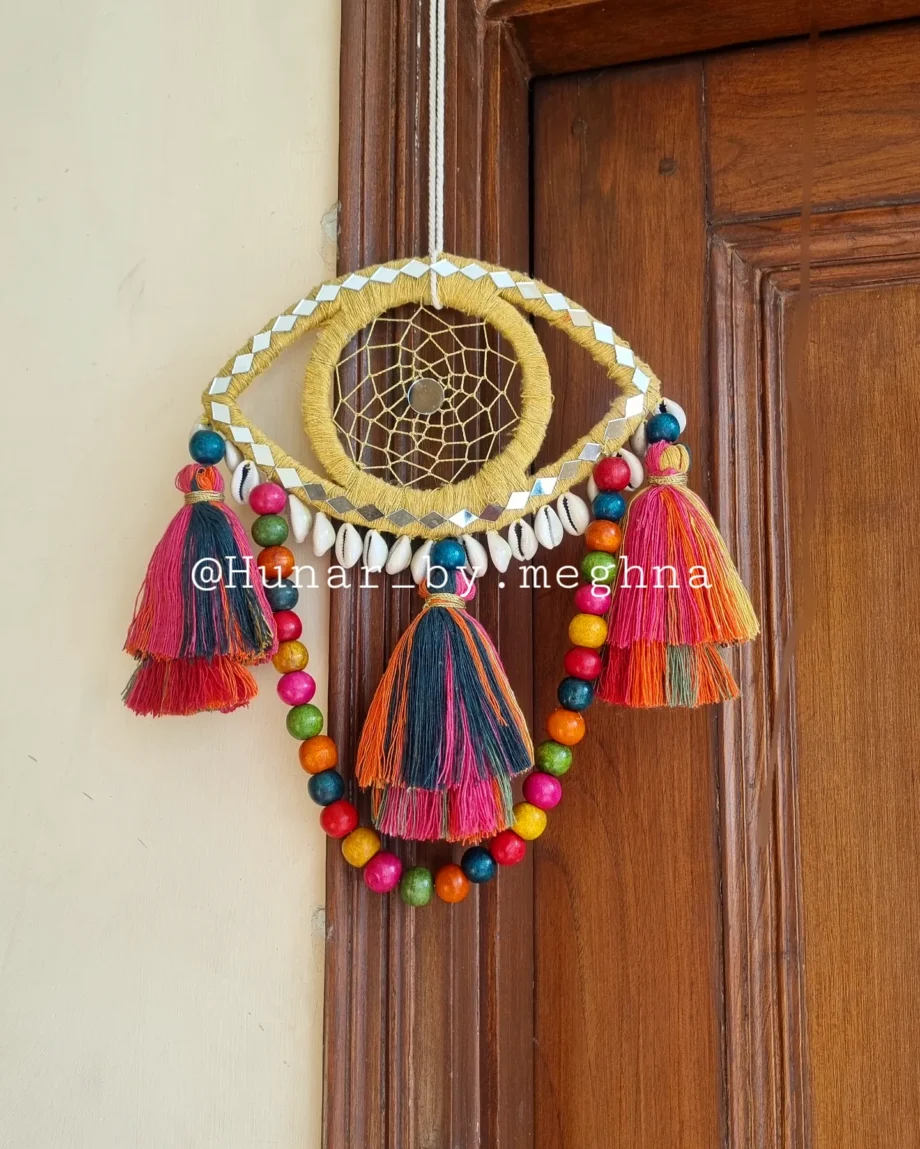 colorful beachy bohemian evil eye dreamcatcher