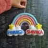 kids macrame rainbow name hanging