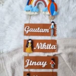 macrame rainbow name plate for house warming gift house plate