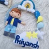 blue rainbow kids name hanging