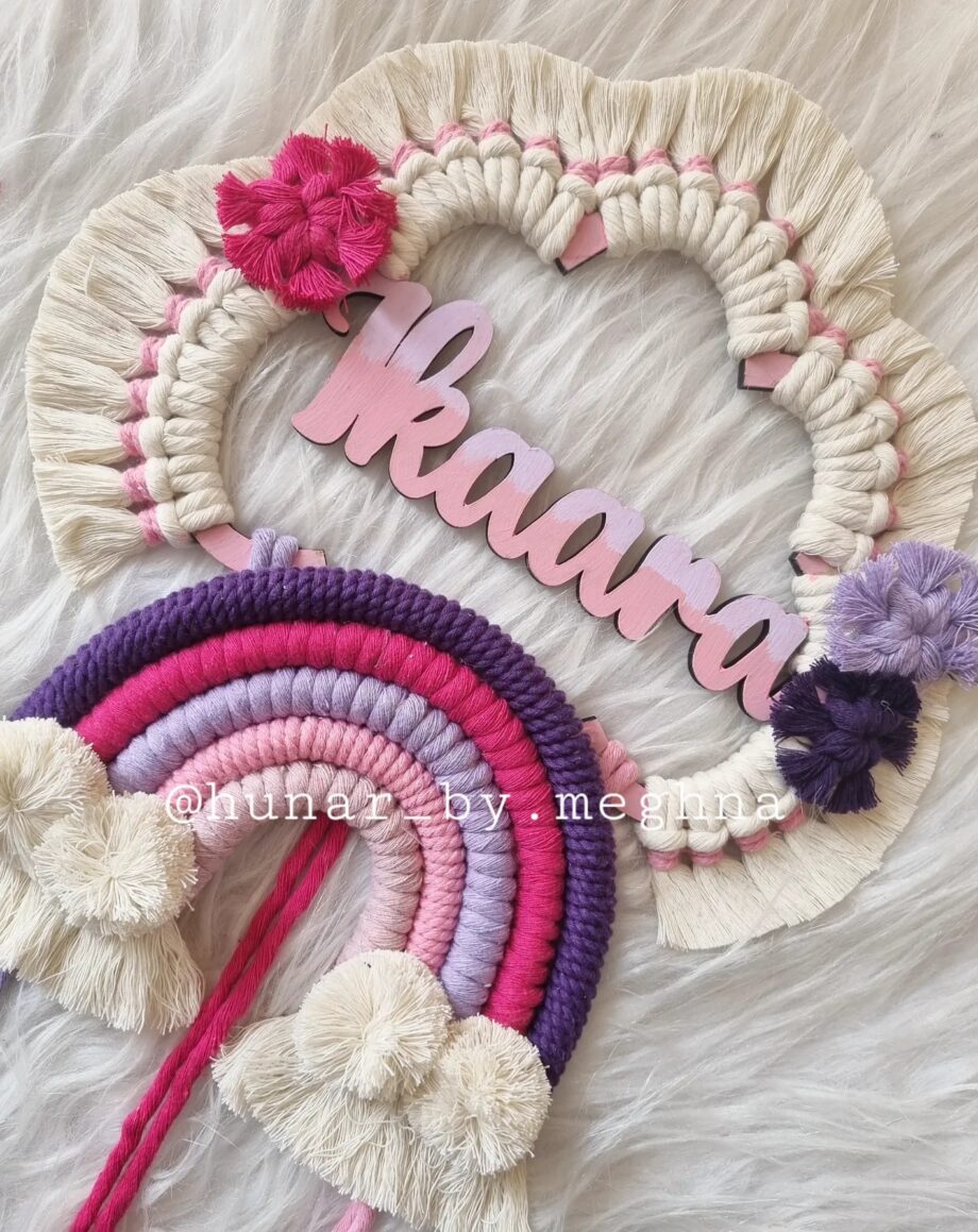pink purple rainbow name hanging for kids room decor