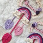 handcrafted macrame rainbow pink name hanging for kids