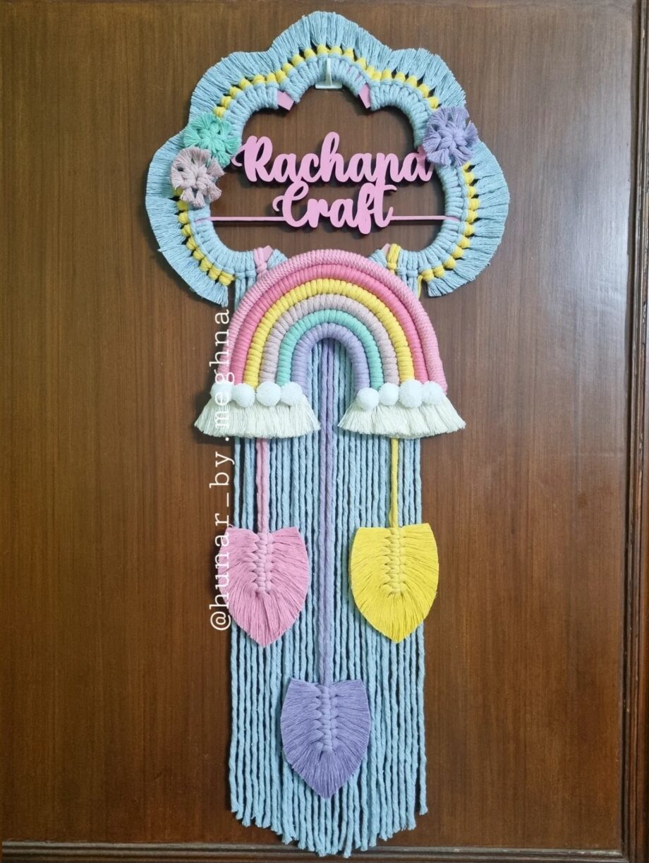 handcrafted macrame crochet name hanging for kids room decor