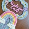 macrame cloud rainbow handmade name hanging