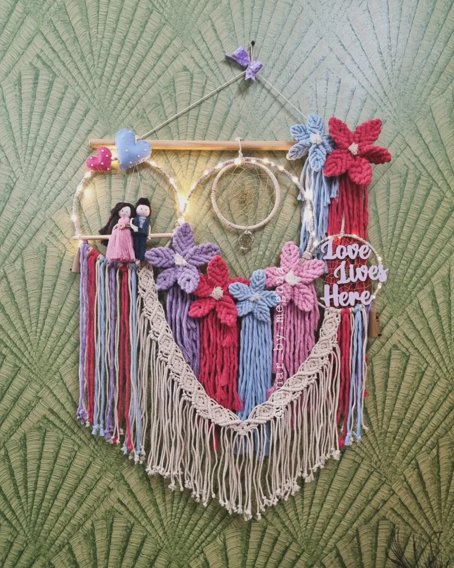 cluster dreamcatcher macrame tapestry