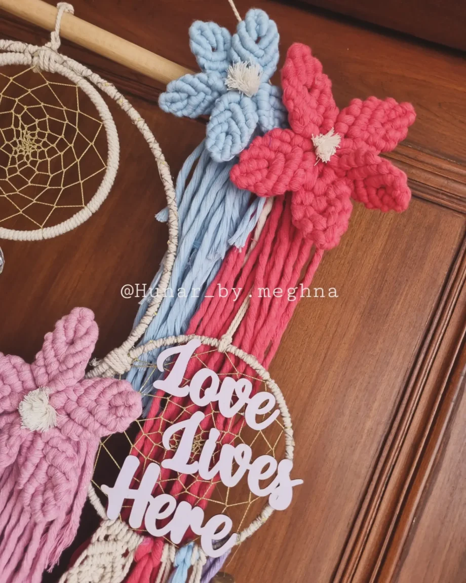 floral handmade macrame wall hanging as house warming gift