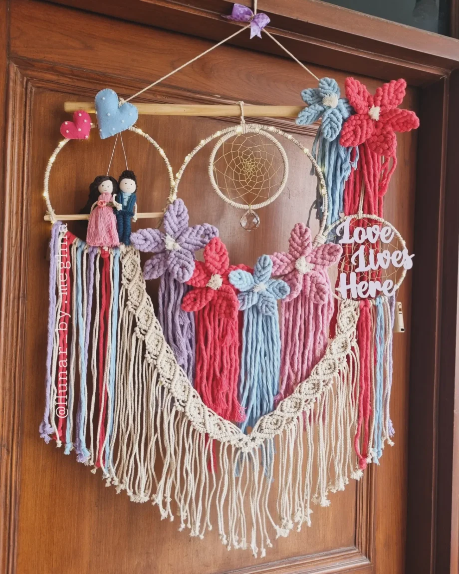 macrame handcrafted floral suncatcher couple room decor